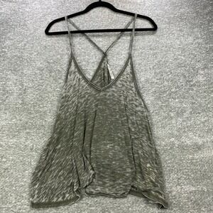 We The Free Tank Top Womens Small Olive Green V Neck Criss Cross Back Sleeveless